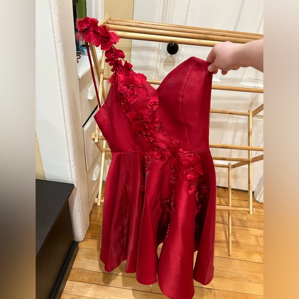 satin red dress